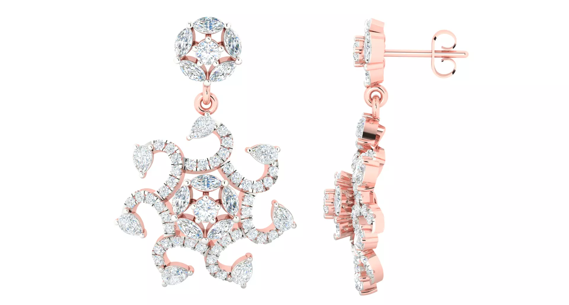 Women earrings 3dm stl render detail 3D print model 3D print model