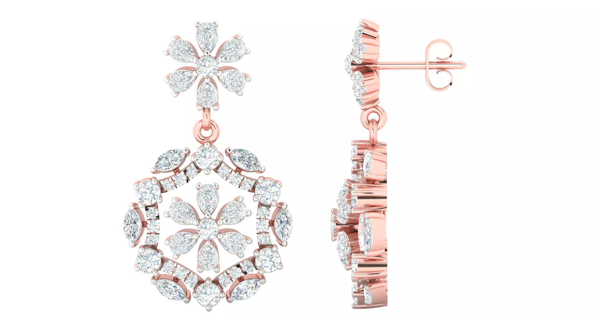 Women earrings 3dm stl render detail 3D print model 3D print model