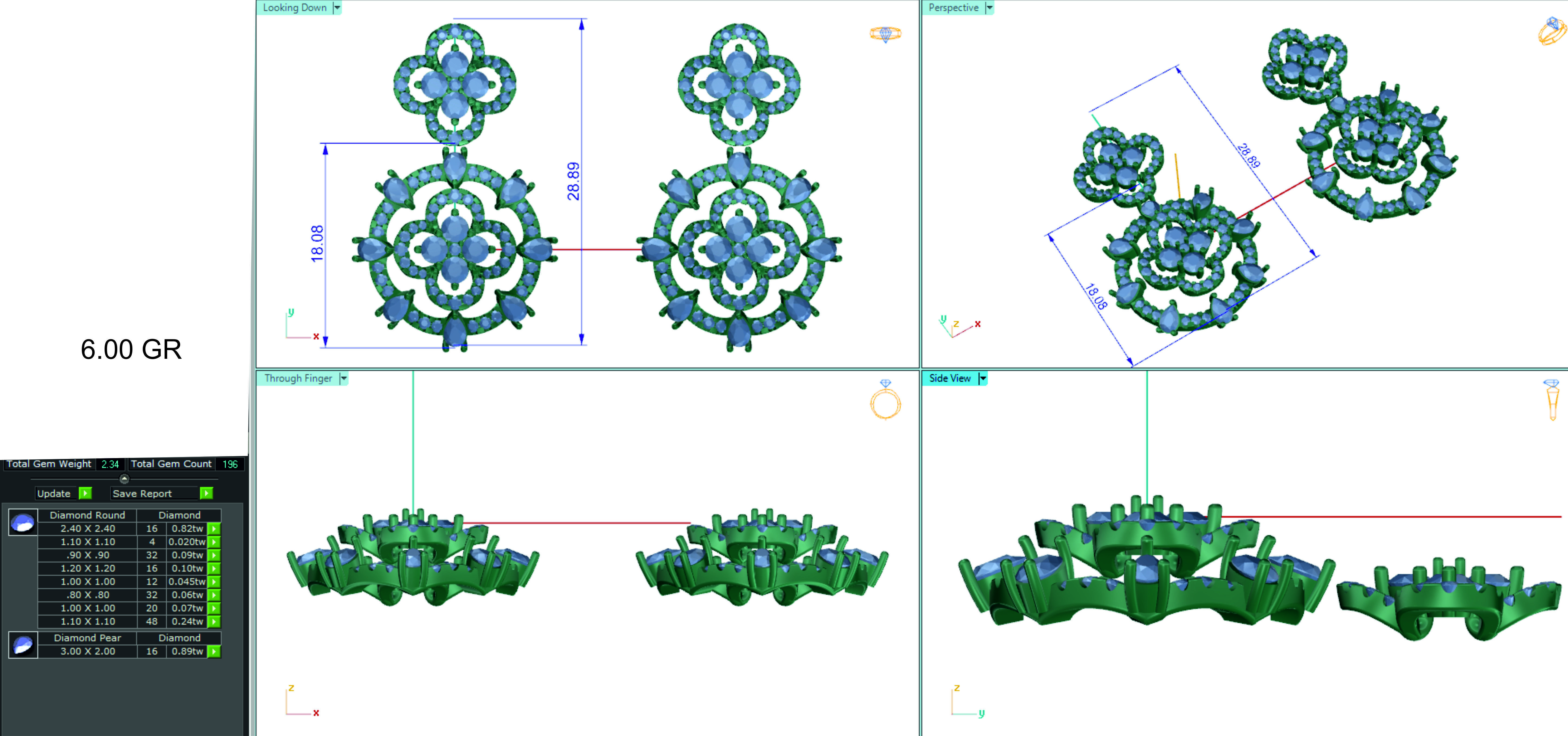 Women earrings 3dm render detail 3D print model 3D print model_1