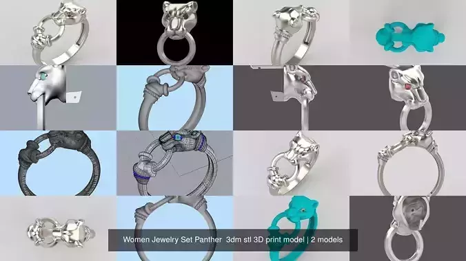 Women Jewelry Set Panther  3dm stl 3D print model