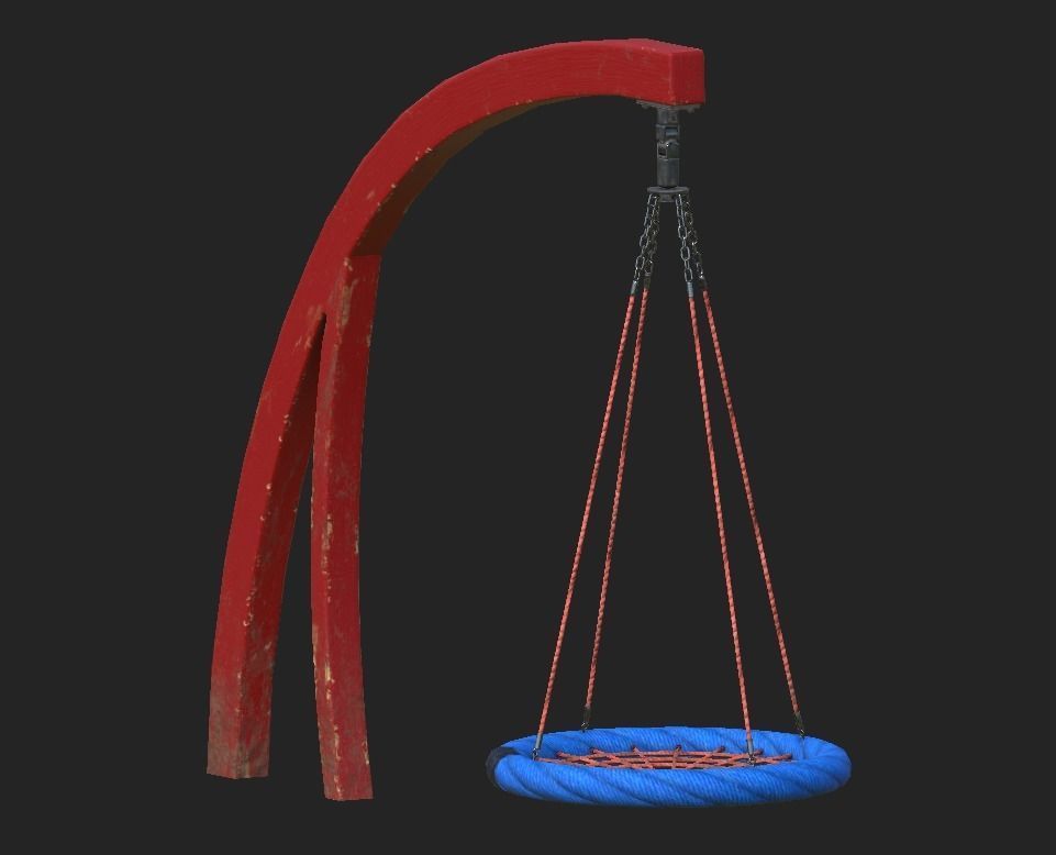 Playground Cantilever Swing Low-poly 3D model_7