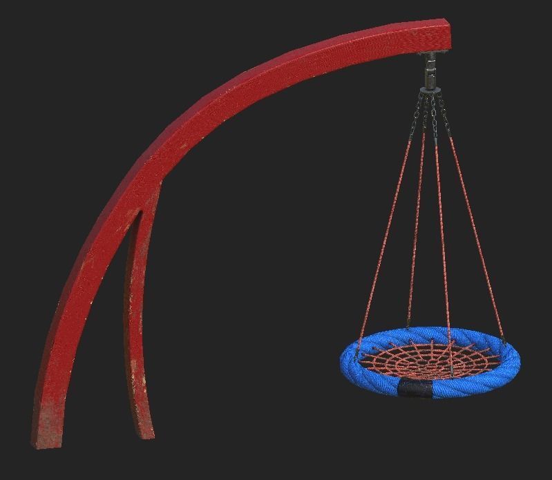 Playground Cantilever Swing Low-poly 3D model_8