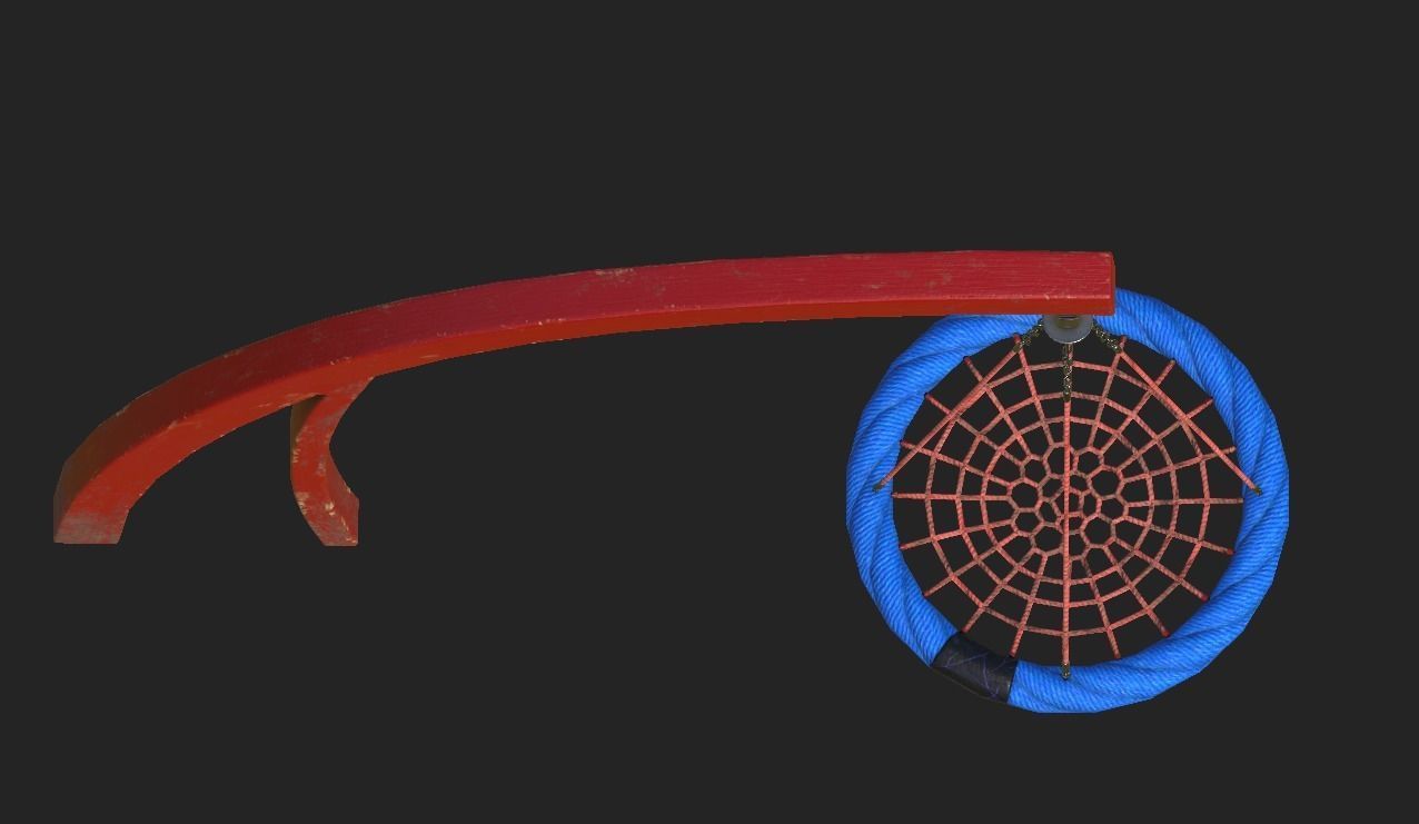 Playground Cantilever Swing Low-poly 3D model_6