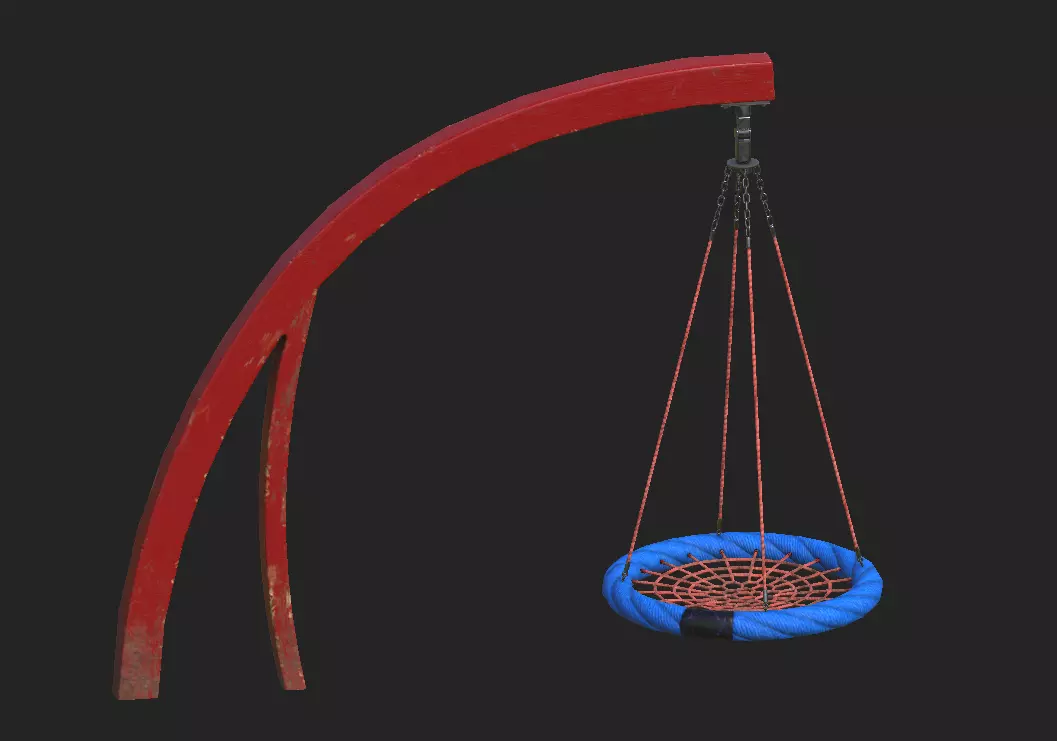 Playground Cantilever Swing Low-poly 3D model_0