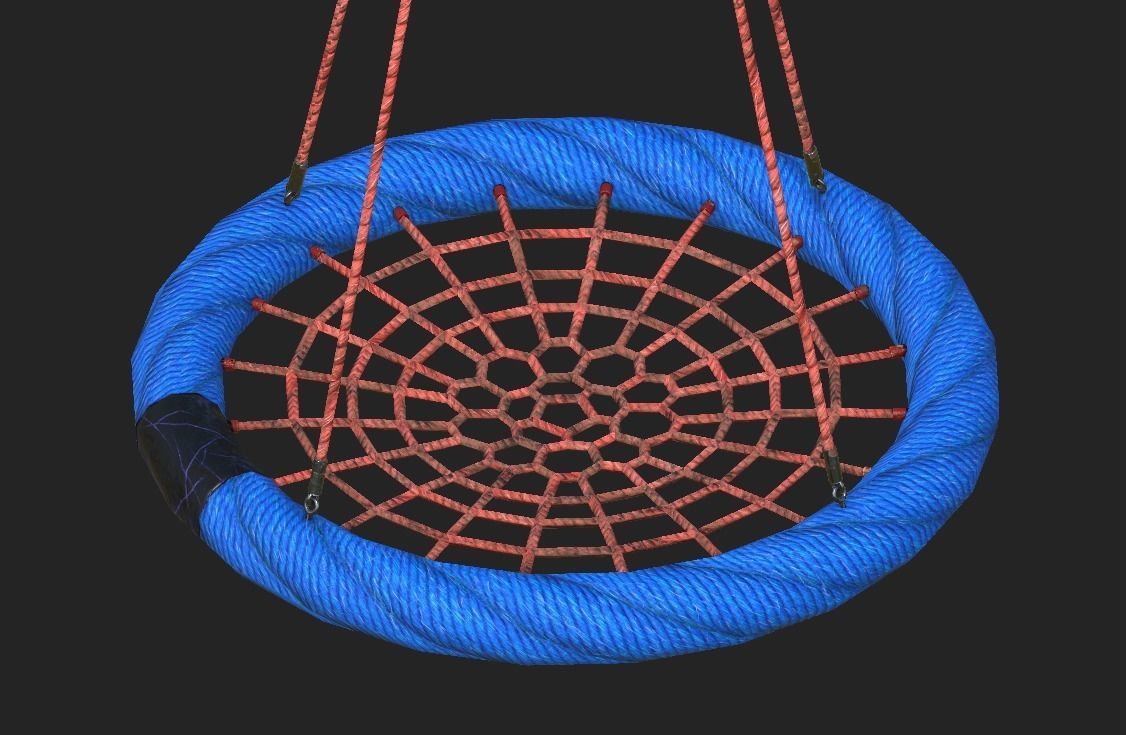 Playground Cantilever Swing Low-poly 3D model_3