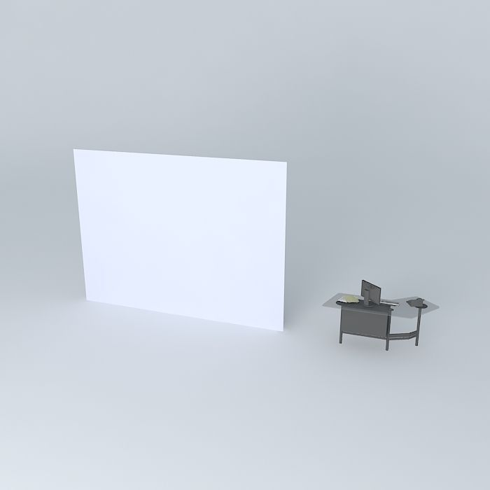 Glass Office Desk Free 3D model_1