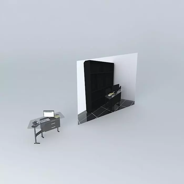 Glass Office Desk Free 3D model_0