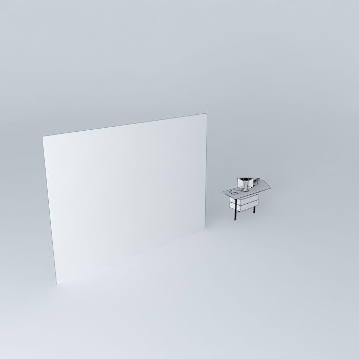 Glass Office Desk Free 3D model_4