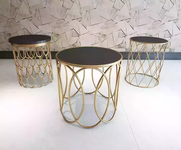 3D TABLE MODEL X 3 gold and side tables