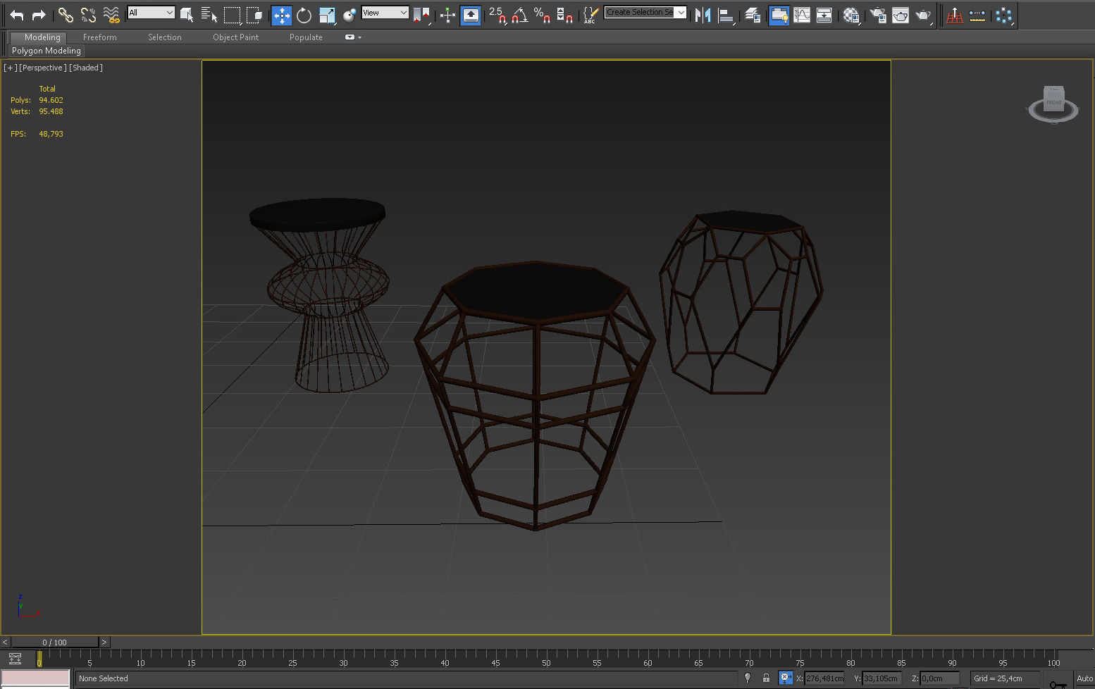 3D TABLE MODEL X 3 three gold and side tables 3D model_2