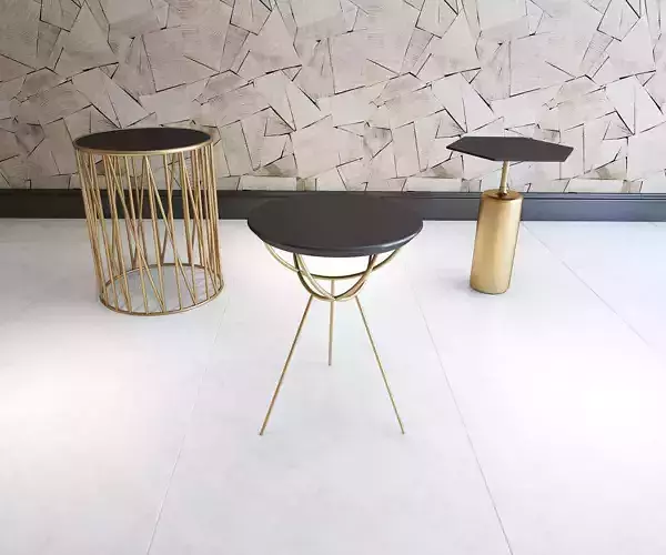 3D TABLE MODEL X 3 three gold and side tables