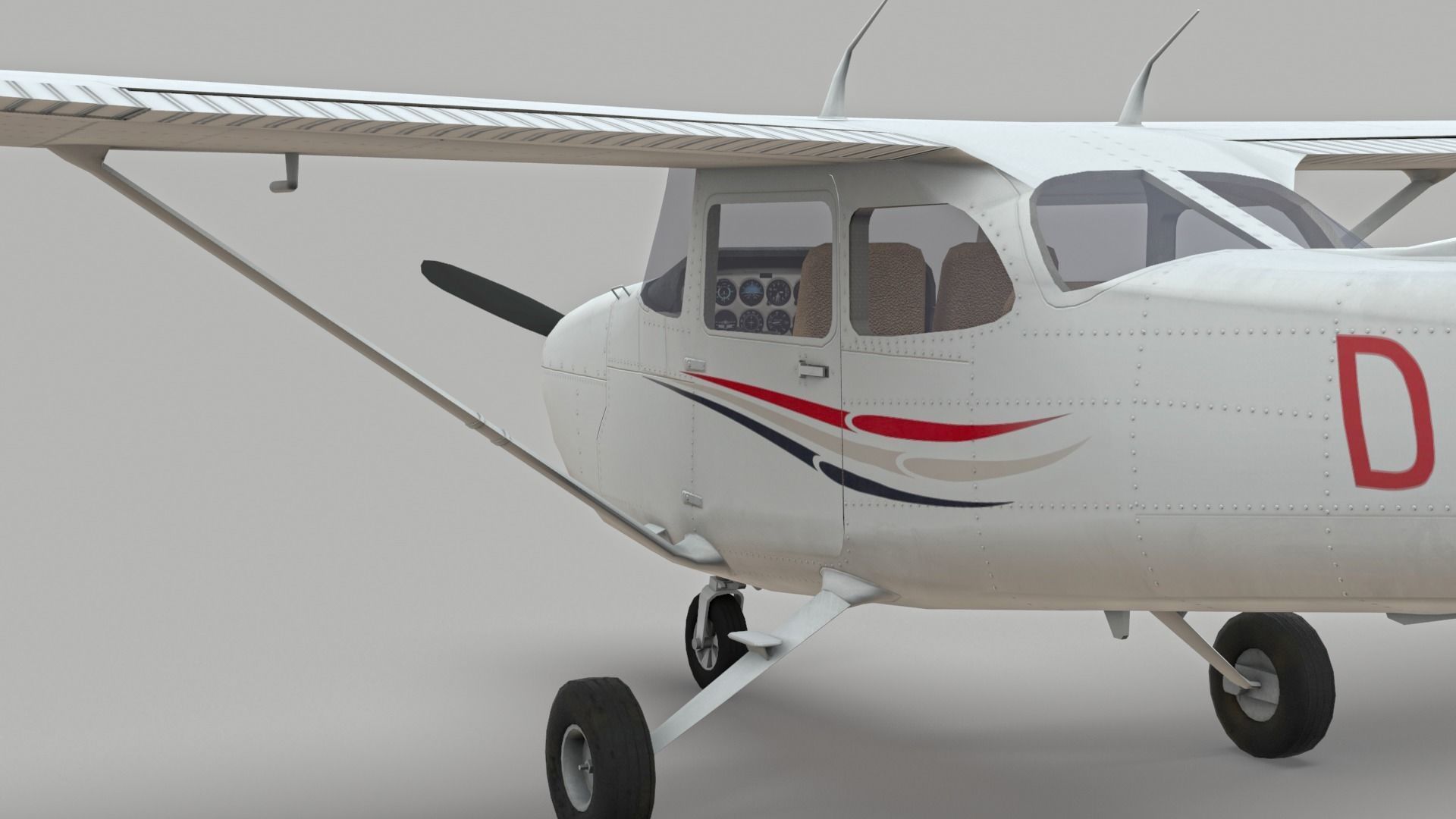 Cessna 172 Low-poly 3D model_5