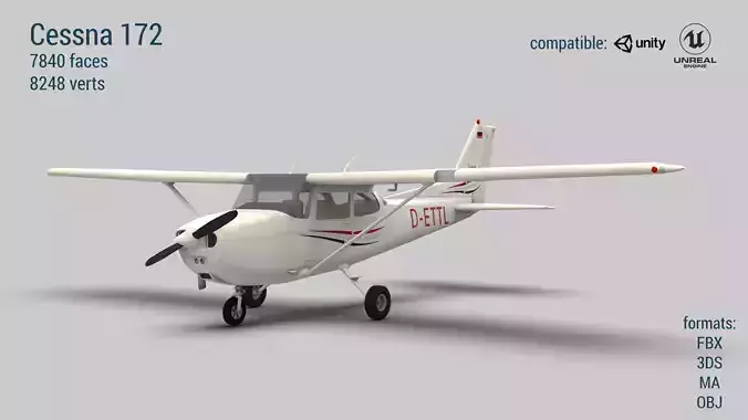 Cessna 172 Low-poly 3D model