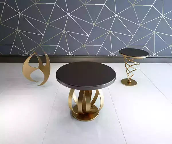 3D TABLE MODEL X 3 gold and side