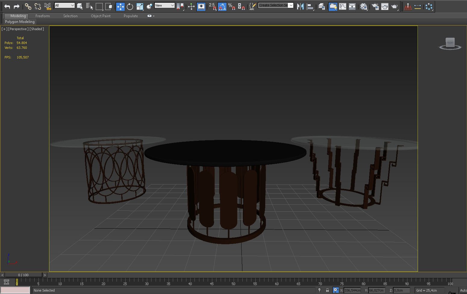 3D TABLE MODEL X 3 gold and in art deco style 3D model_2
