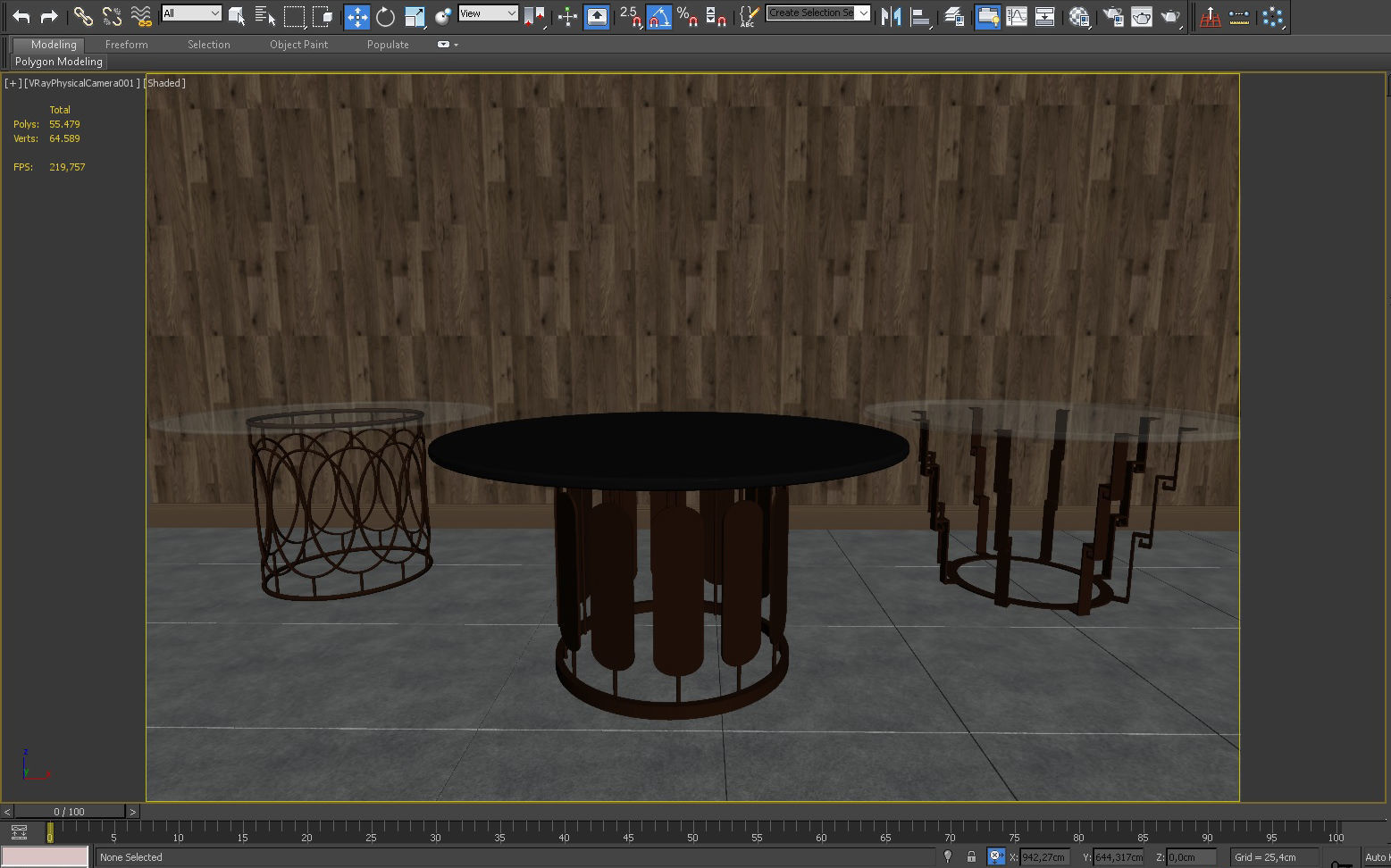 3D TABLE MODEL X 3 gold and in art deco style 3D model_1