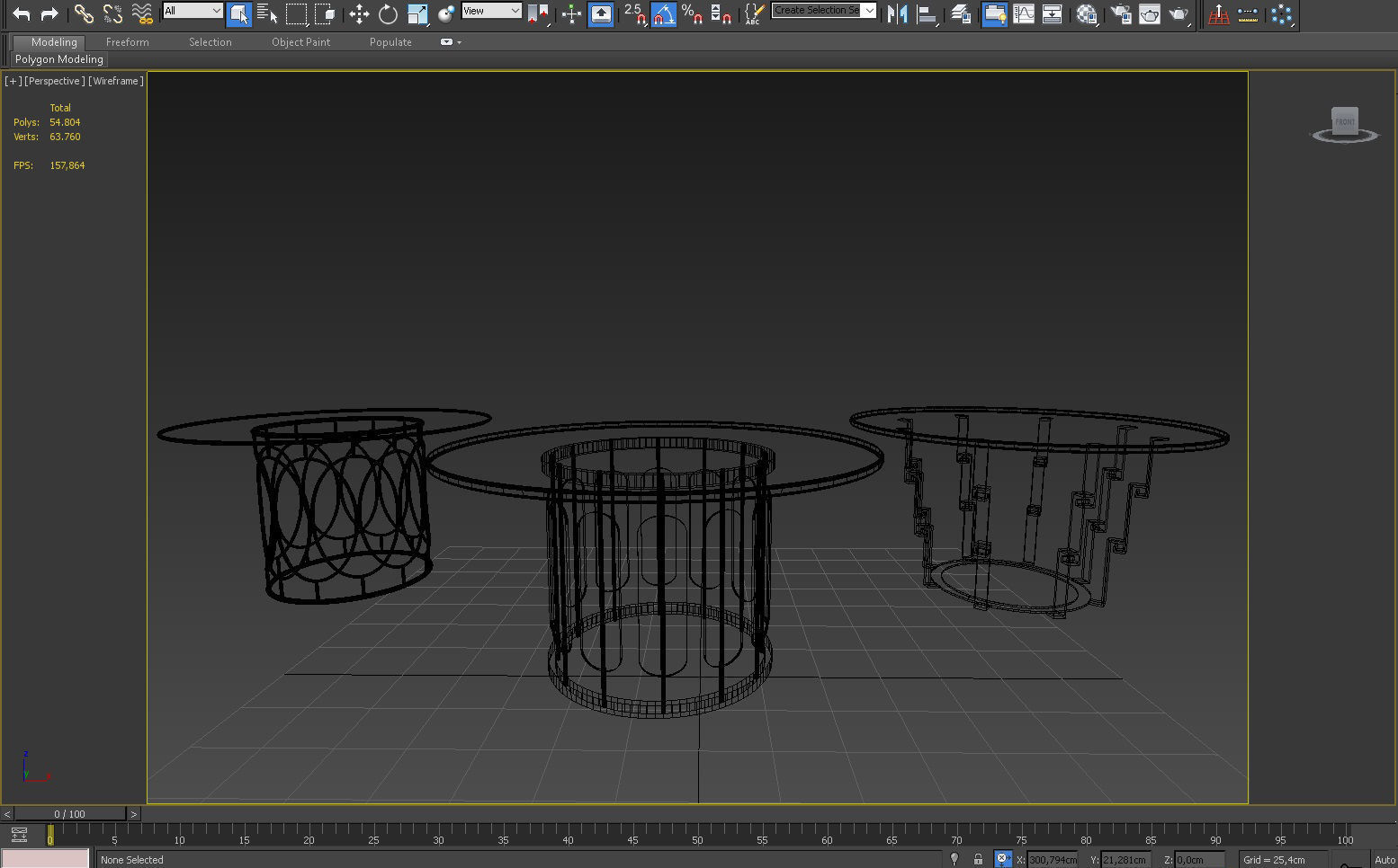 3D TABLE MODEL X 3 gold and in art deco style 3D model_5