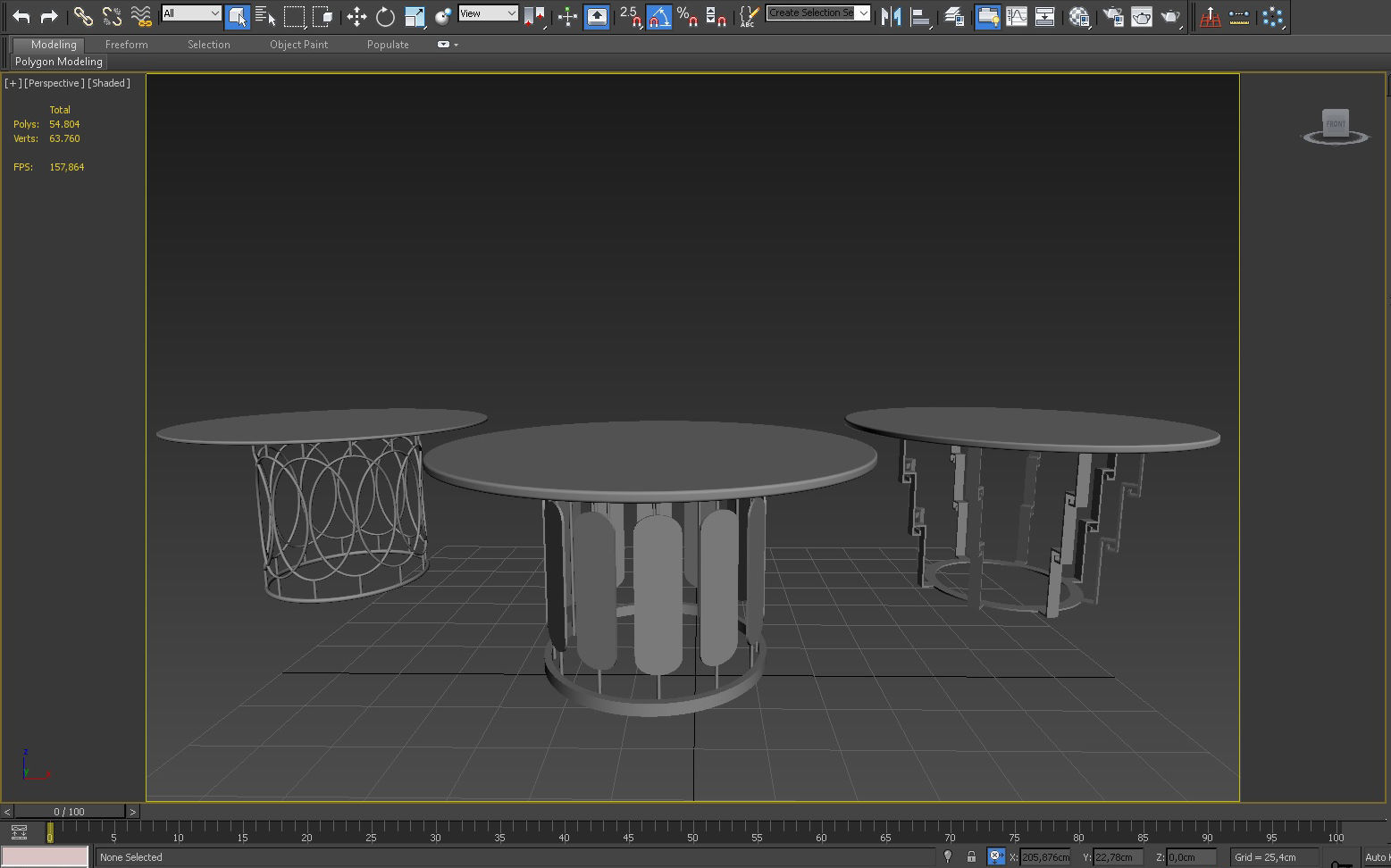 3D TABLE MODEL X 3 gold and in art deco style 3D model_3