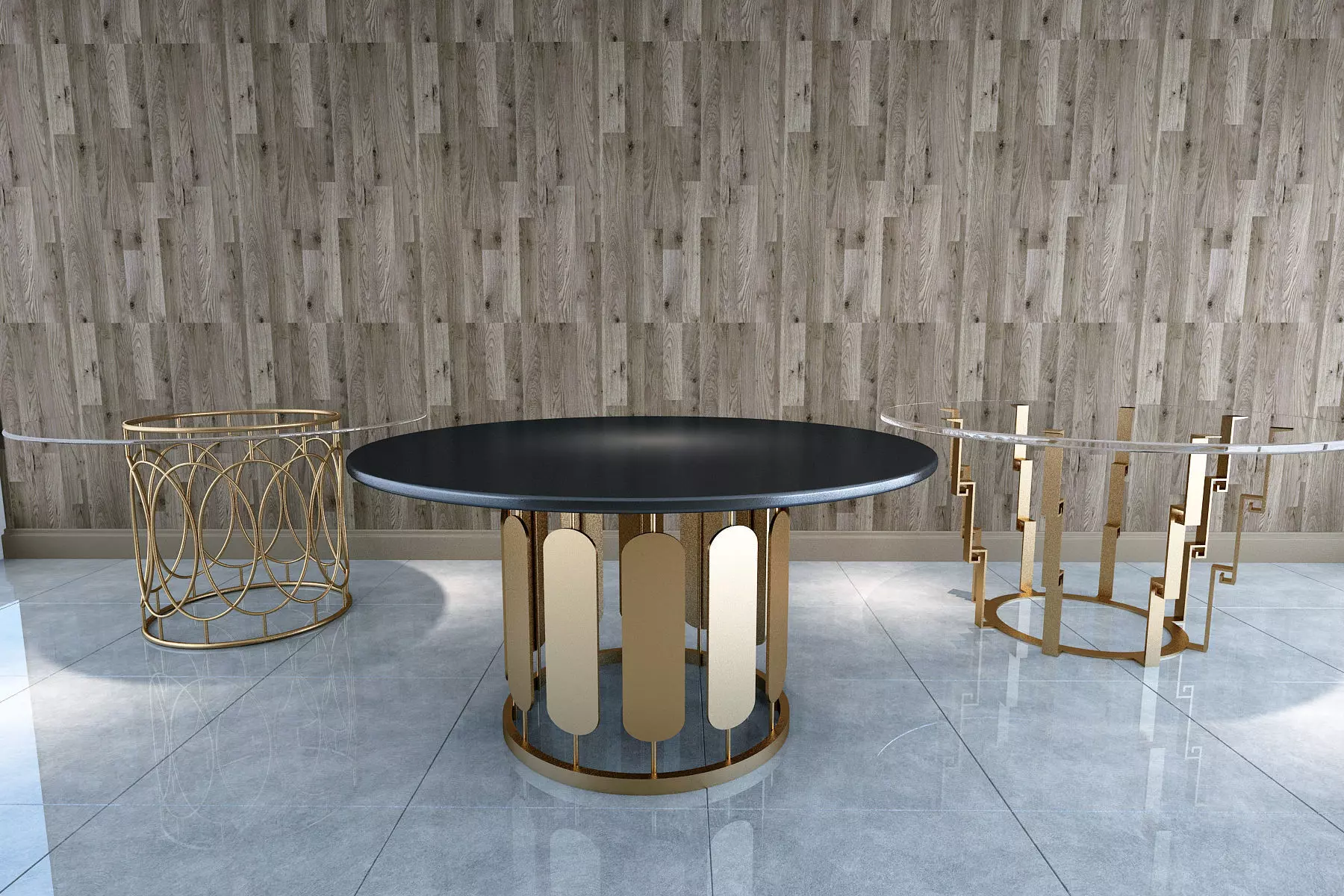 3D TABLE MODEL X 3 gold and in art deco style 3D model_0