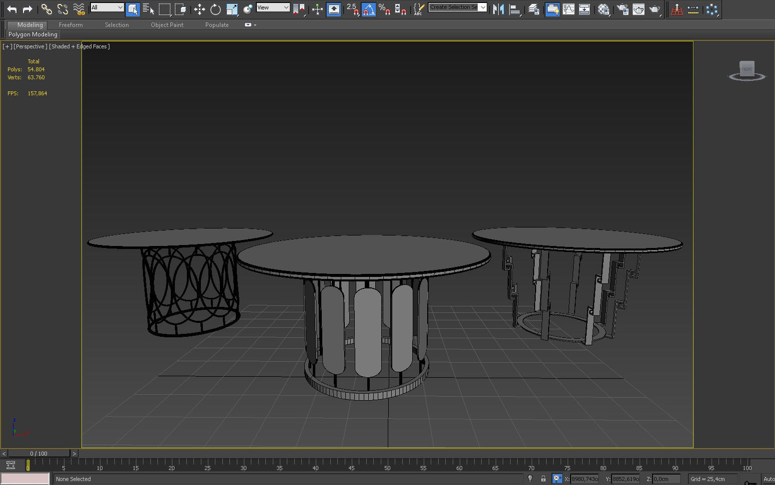 3D TABLE MODEL X 3 gold and in art deco style 3D model_4