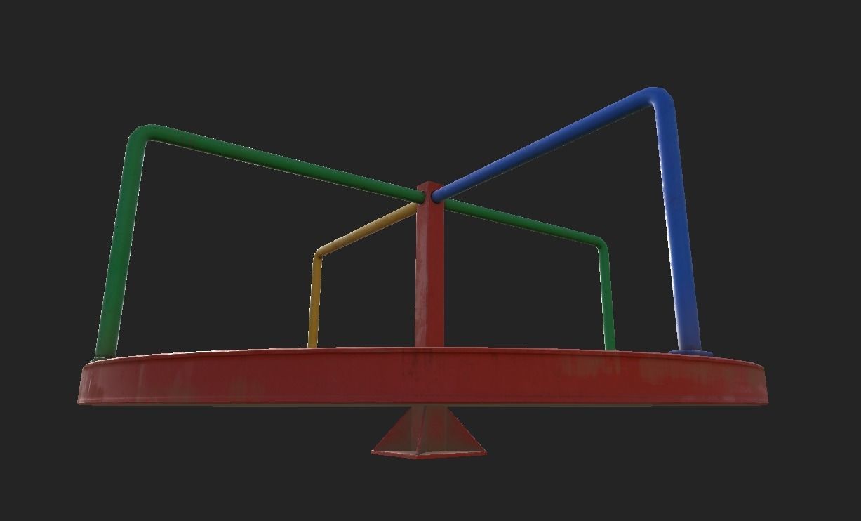 Playground Carousel Low-poly 3D model_2