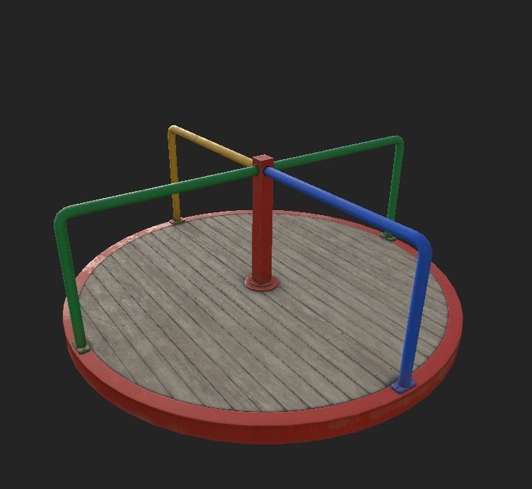 Playground Carousel Low-poly 3D model_8