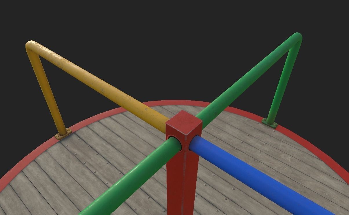 Playground Carousel Low-poly 3D model_5