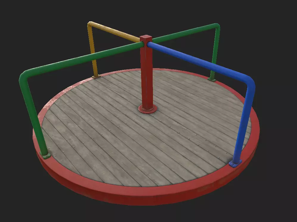 Playground Carousel Low-poly 3D model_0