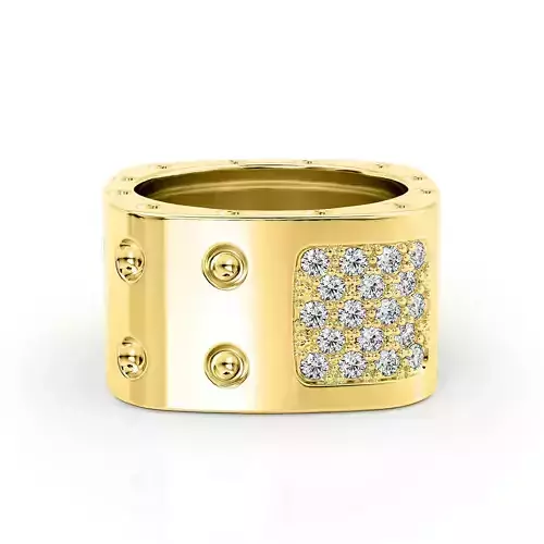 R 0017 rose gold square ring with diamonds