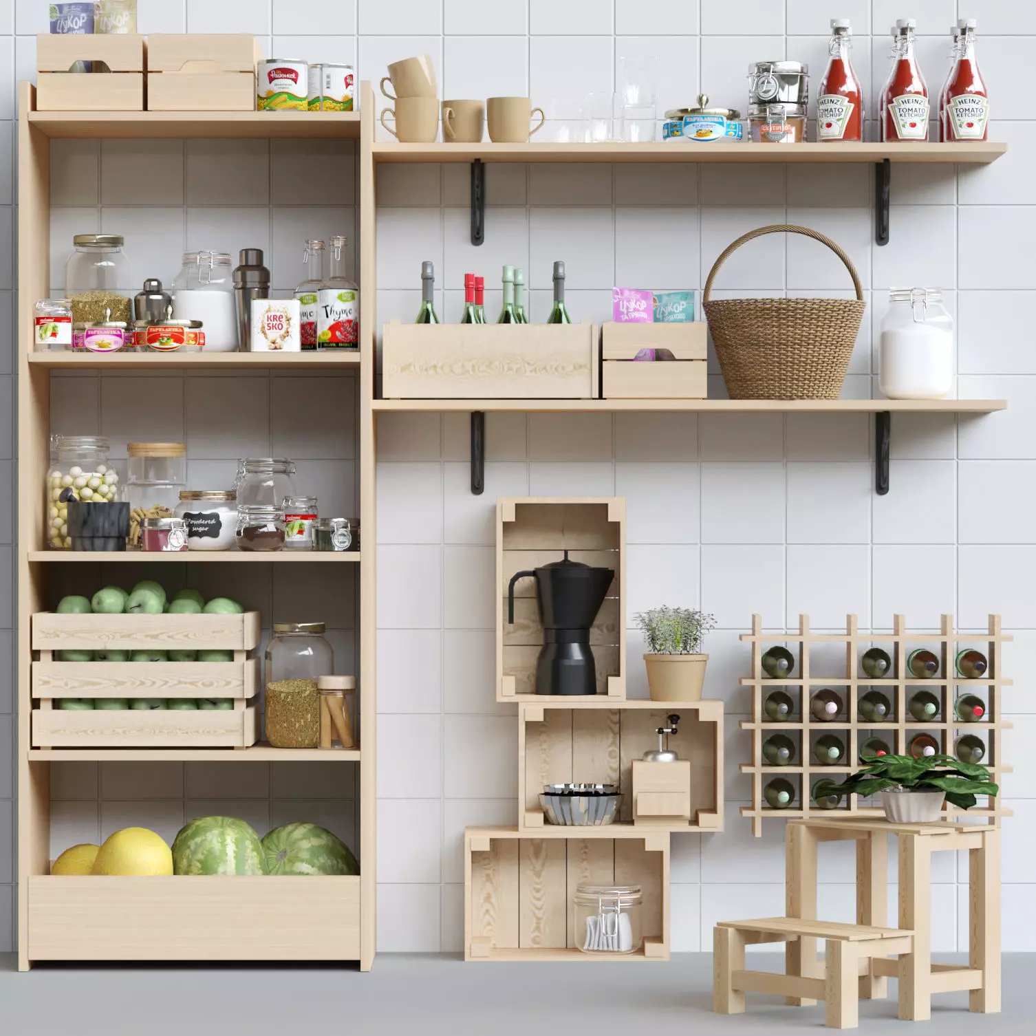 Kitchen rack with a trifle for kitchen 3 3D model_0