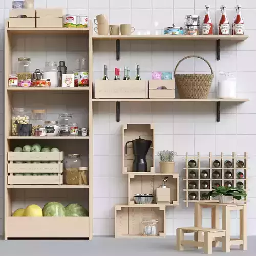 Kitchen rack with a trifle for kitchen 3 3D model