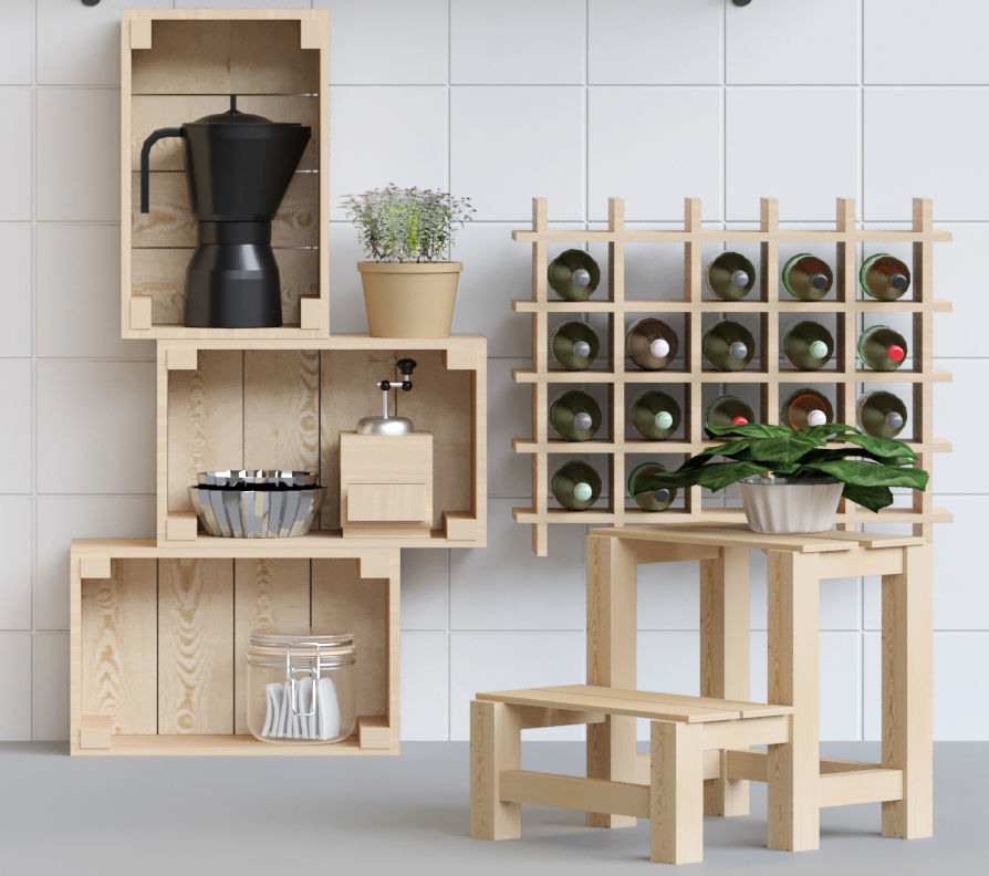 Kitchen rack with a trifle for kitchen 3 3D model_2