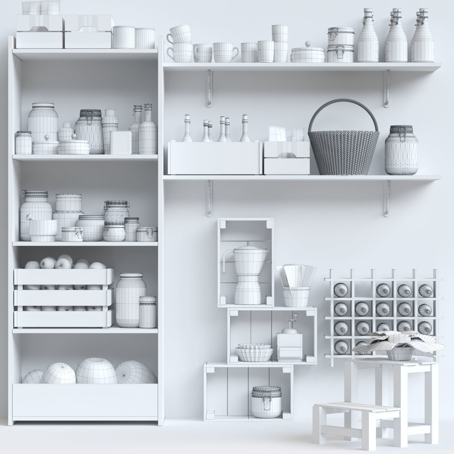 Kitchen rack with a trifle for kitchen 3 3D model_1