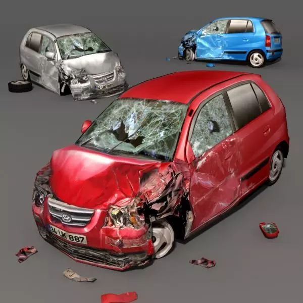 Scrap Car 01 Low-poly 3D model_0