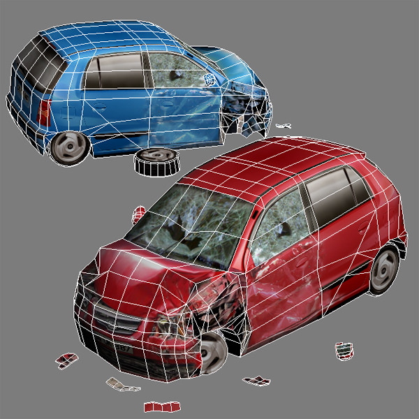 Scrap Car 01 Low-poly 3D model_5