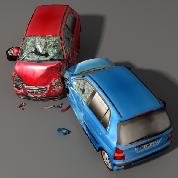 Scrap Car 01 Low-poly 3D model_2