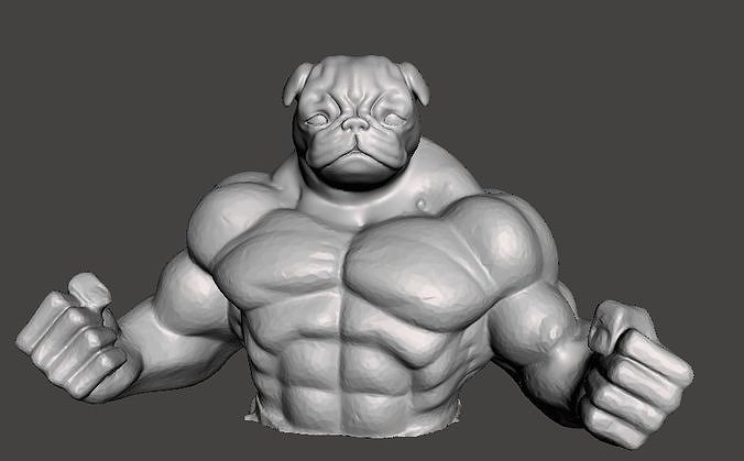 muscle pug  Free 3D print model