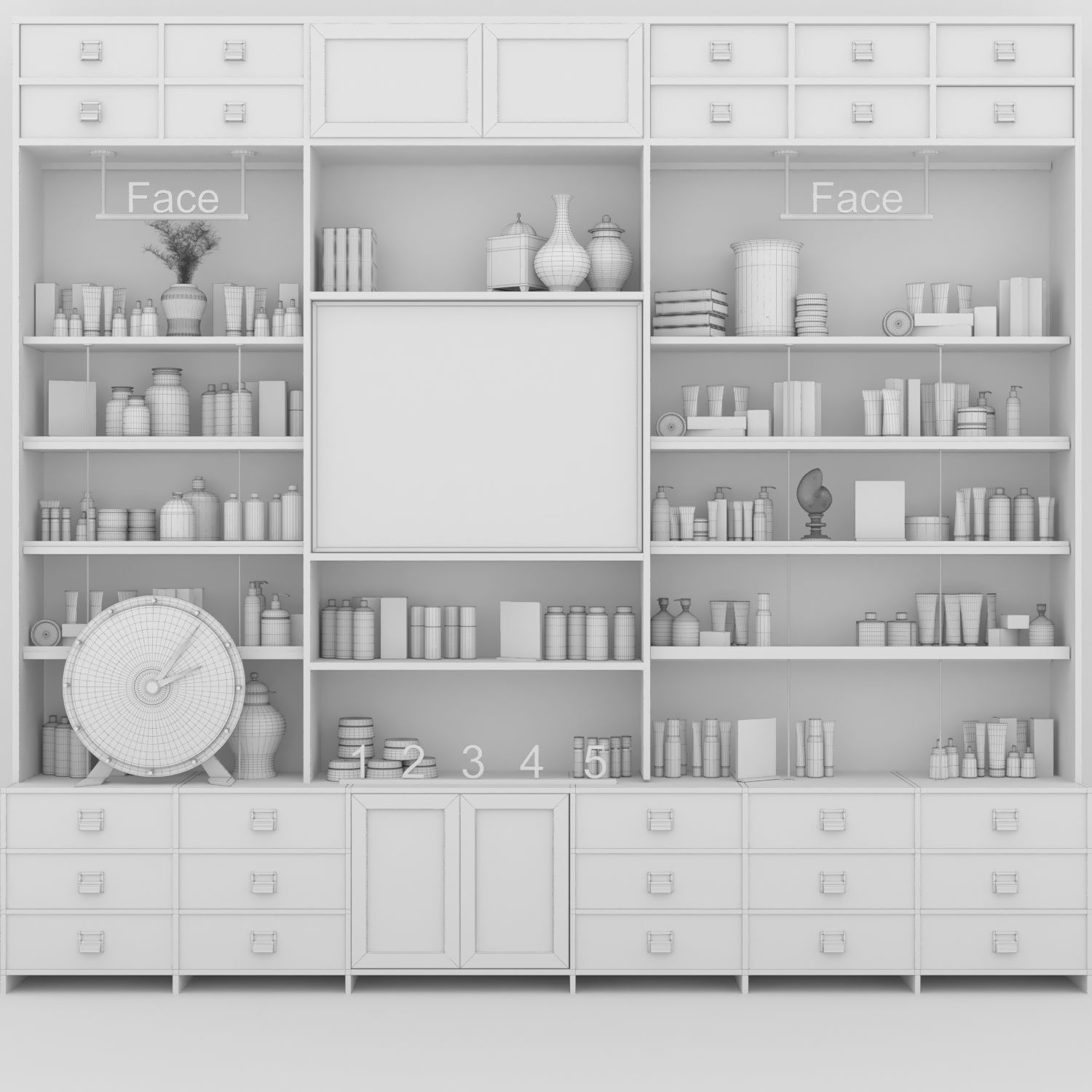 Large set of cosmetics and wardrobe 3D model_1