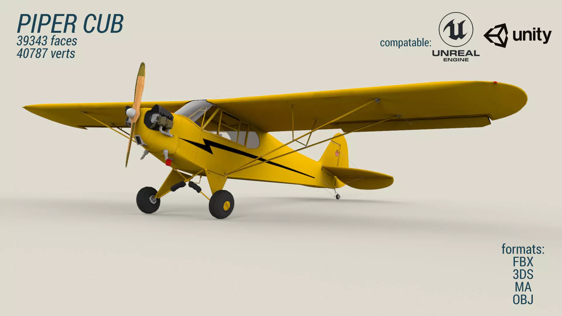 Piper Cub Low-poly 3D model_0