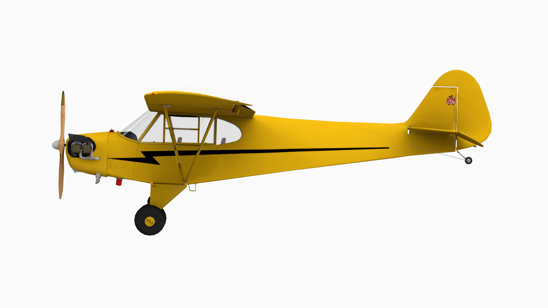 Piper Cub Low-poly 3D model_7