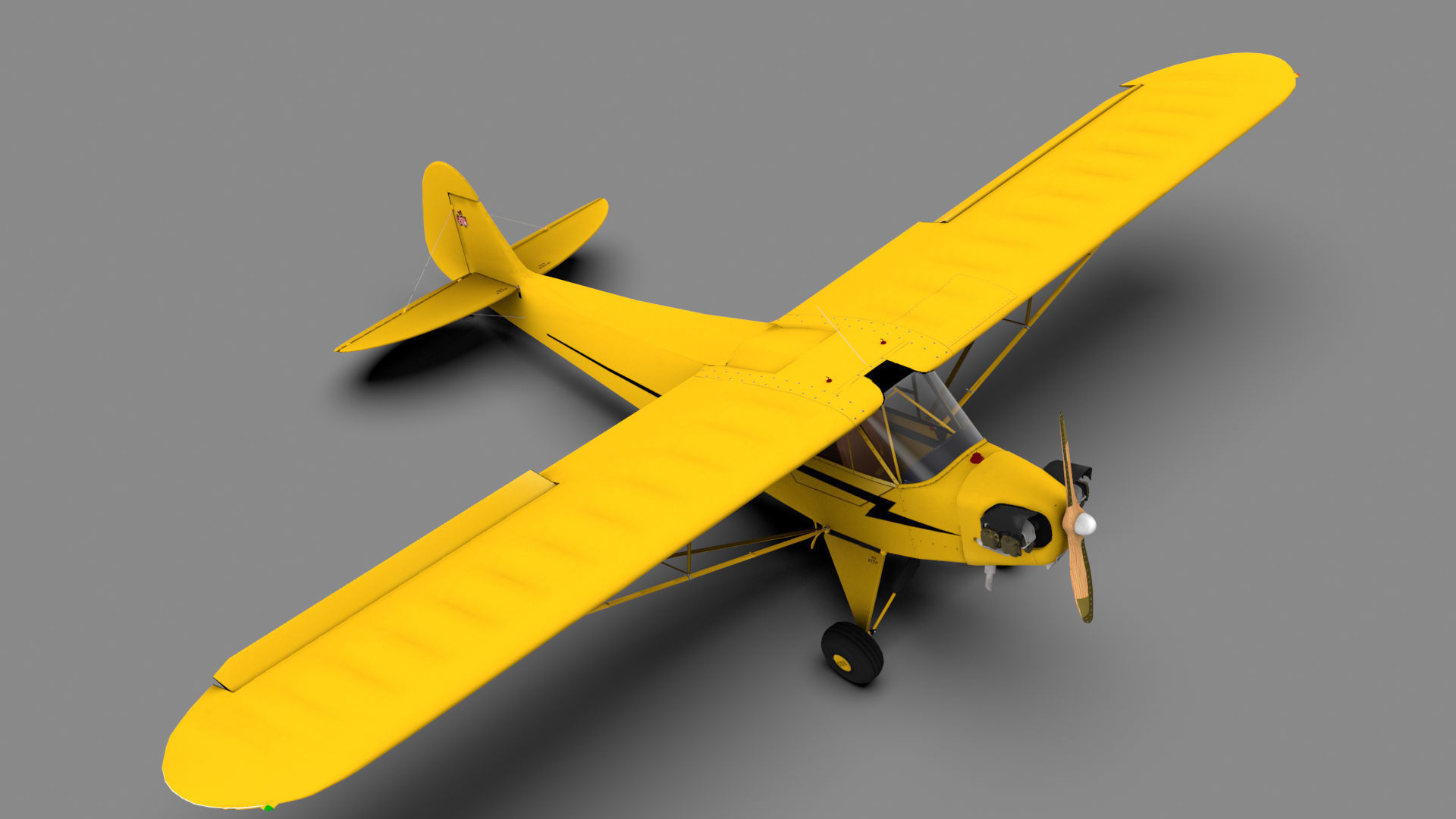 Piper Cub Low-poly 3D model_1