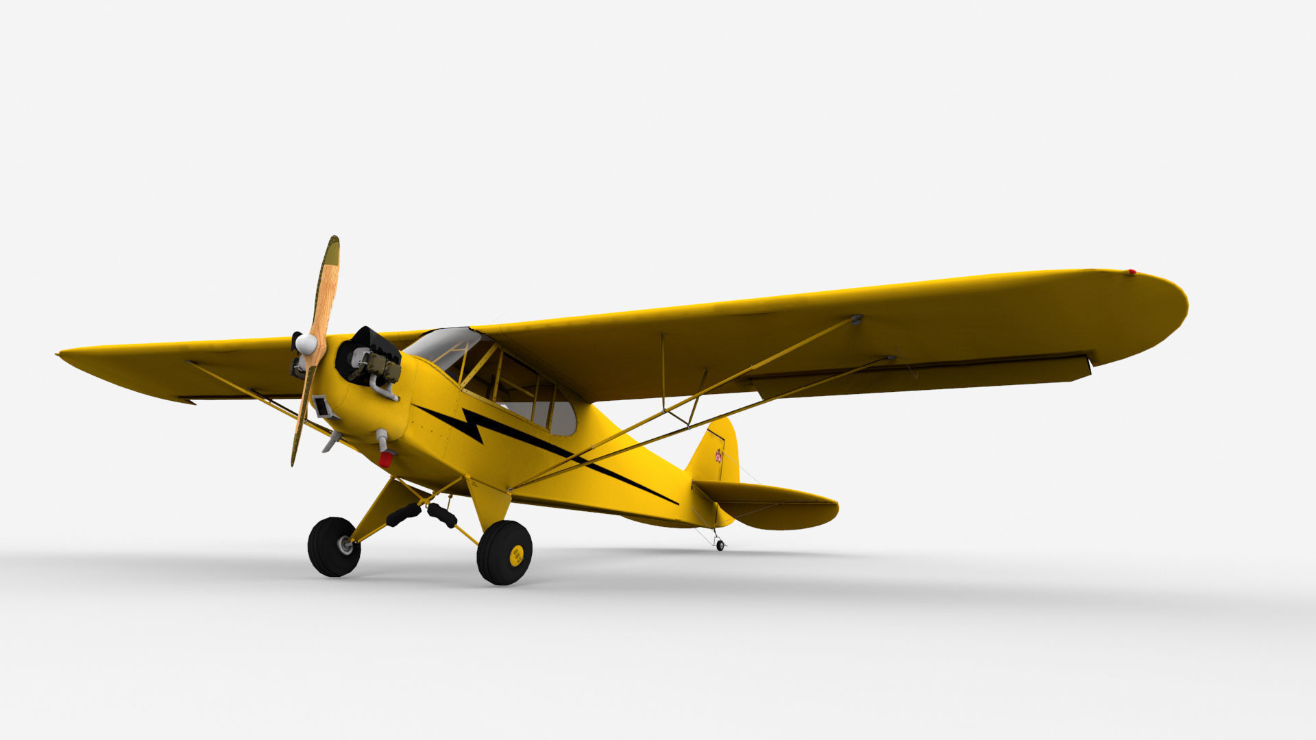 Piper Cub Low-poly 3D model_5