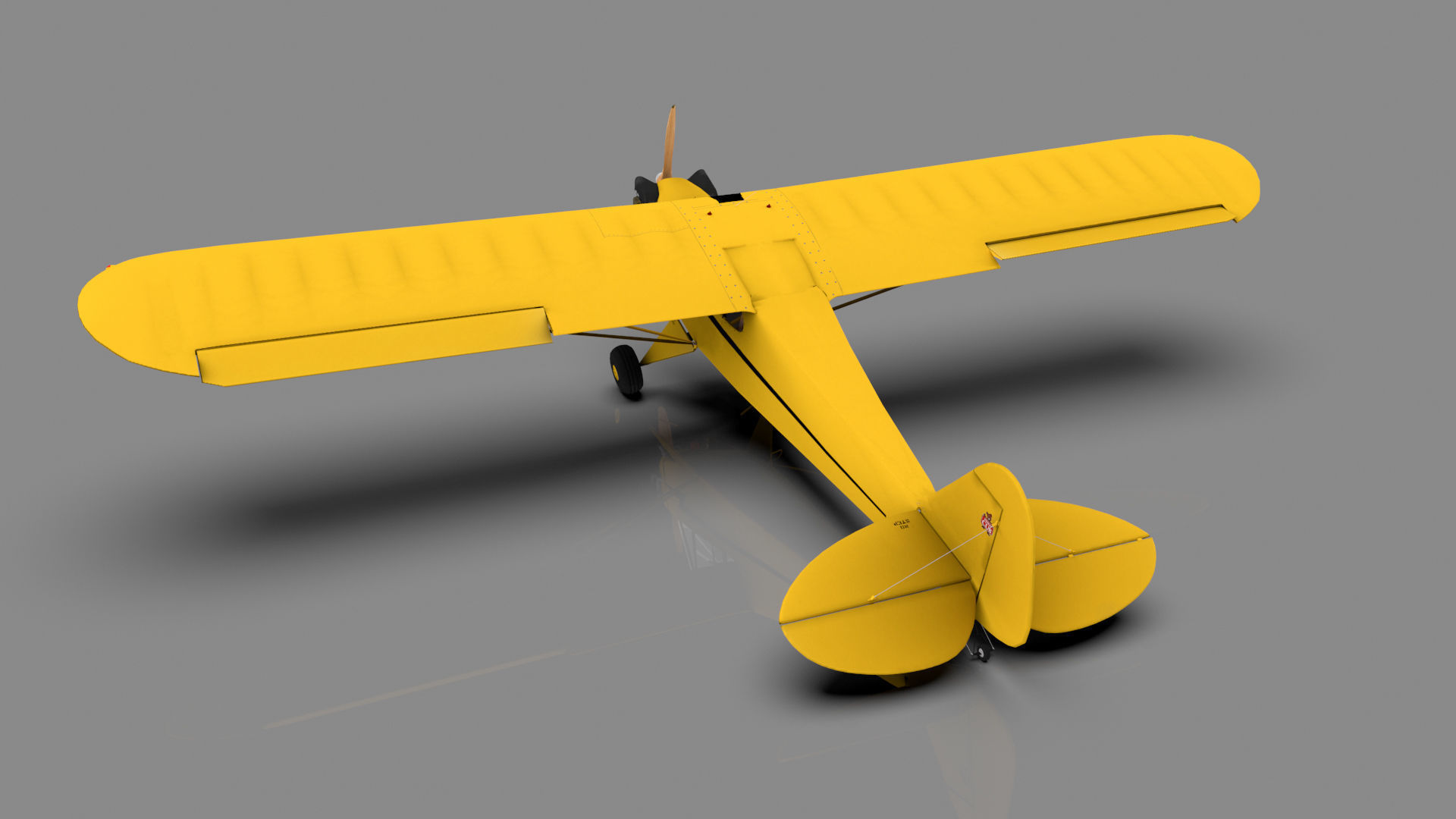 Piper Cub Low-poly 3D model_4