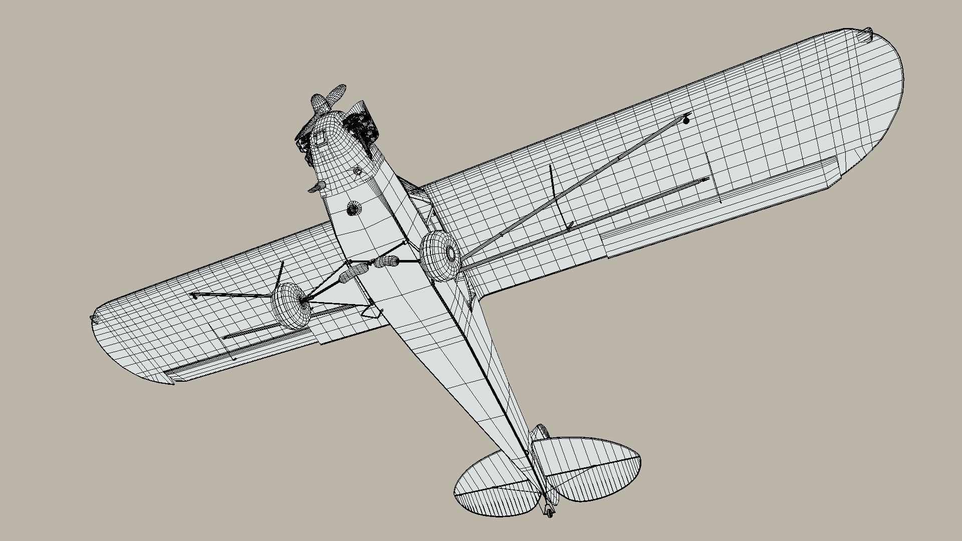 Piper Cub Low-poly 3D model_8