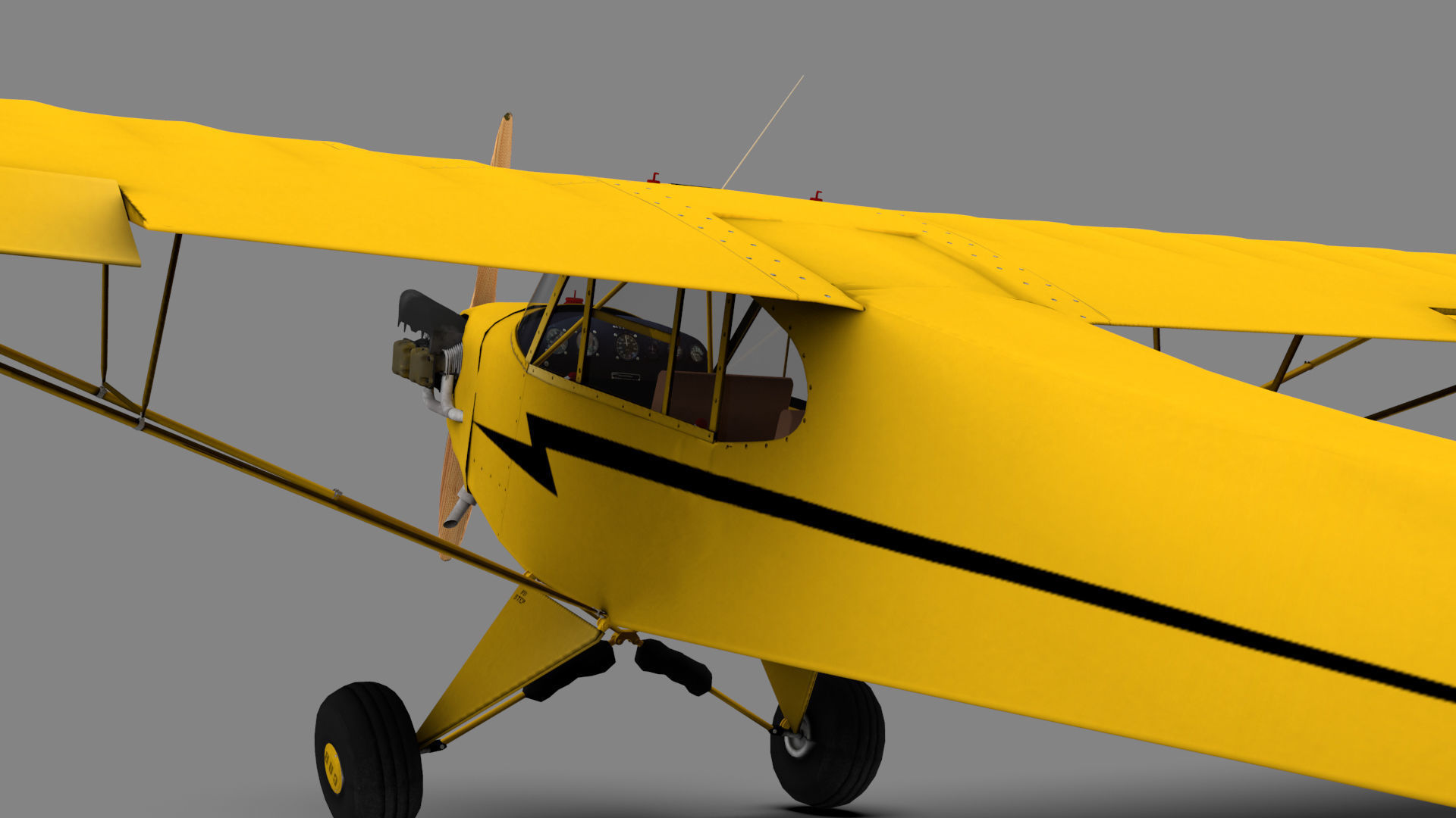 Piper Cub Low-poly 3D model_2