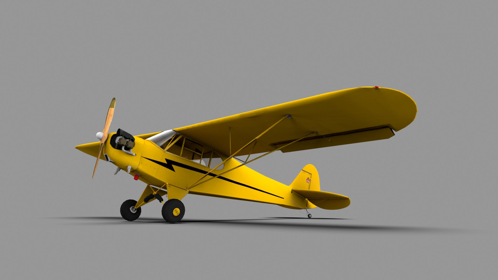 Piper Cub Low-poly 3D model_3