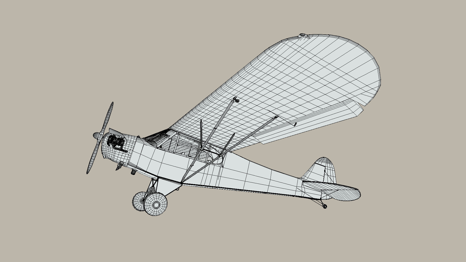 Piper Cub Low-poly 3D model_9