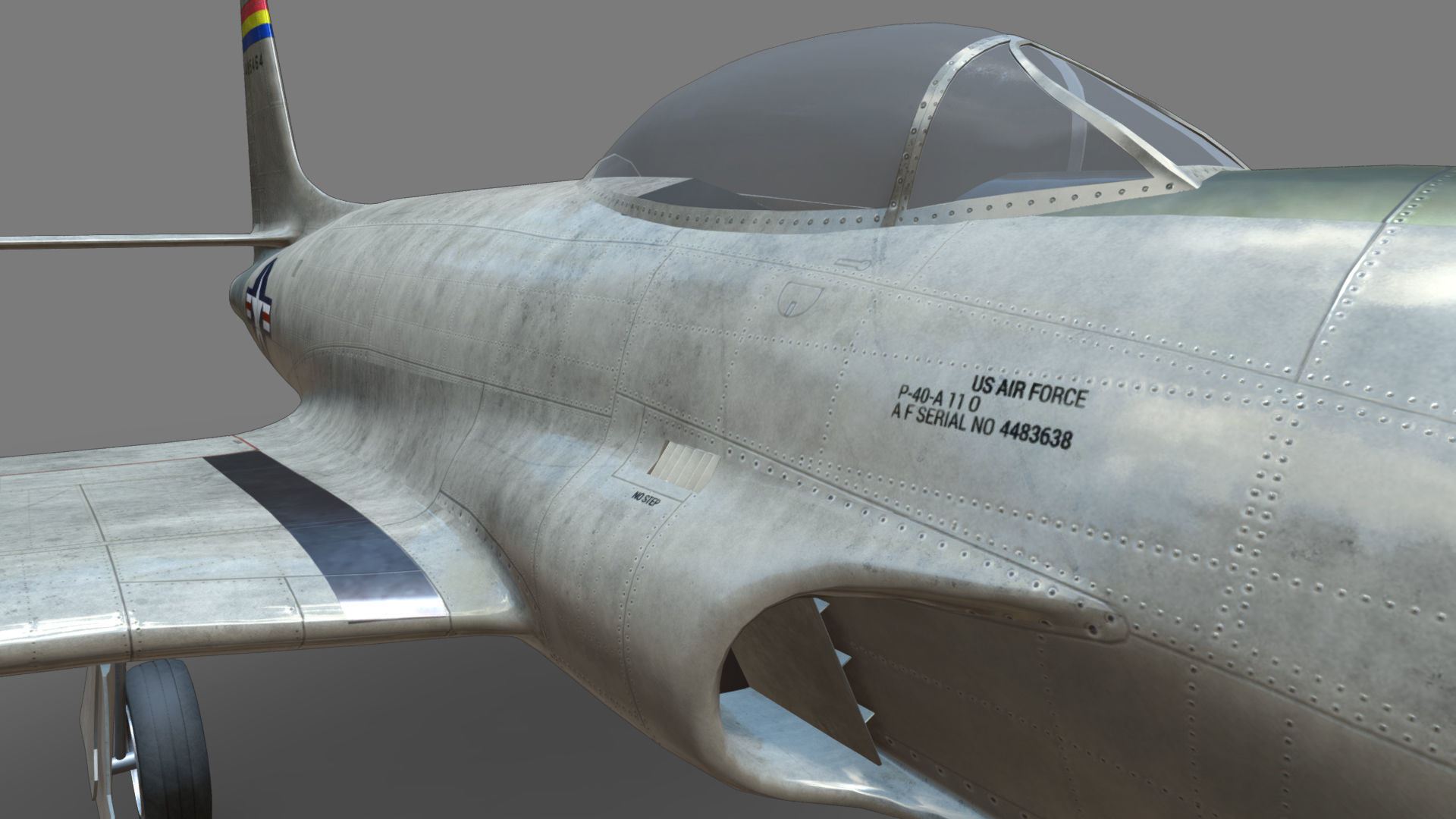 Lockheed P-80 Low-poly 3D model_4
