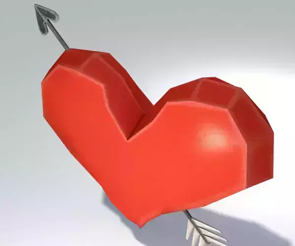 Heart and Arrow Low-poly 3D model