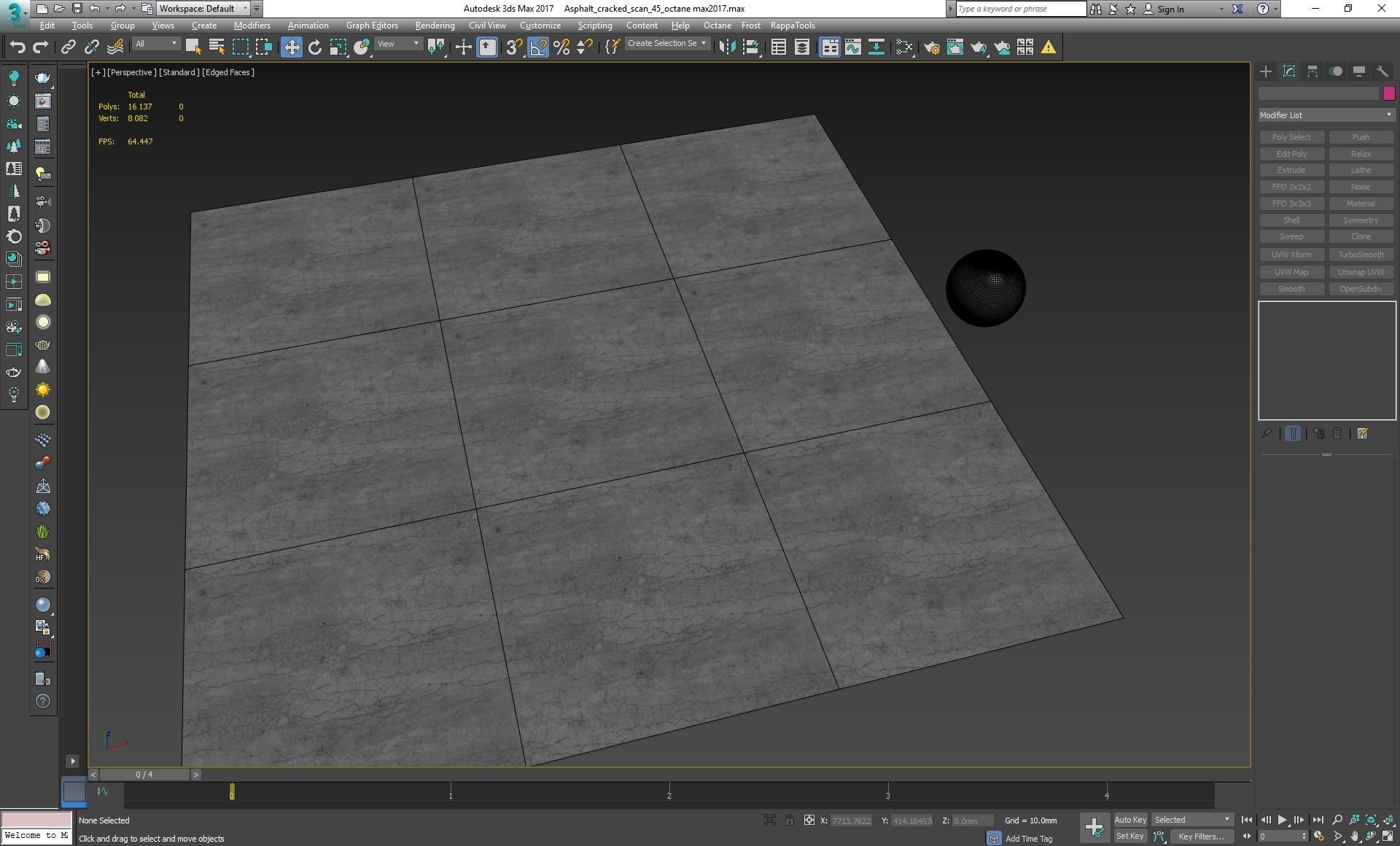 Cracked asphalt scan 45 tile Low-poly 3D model_6